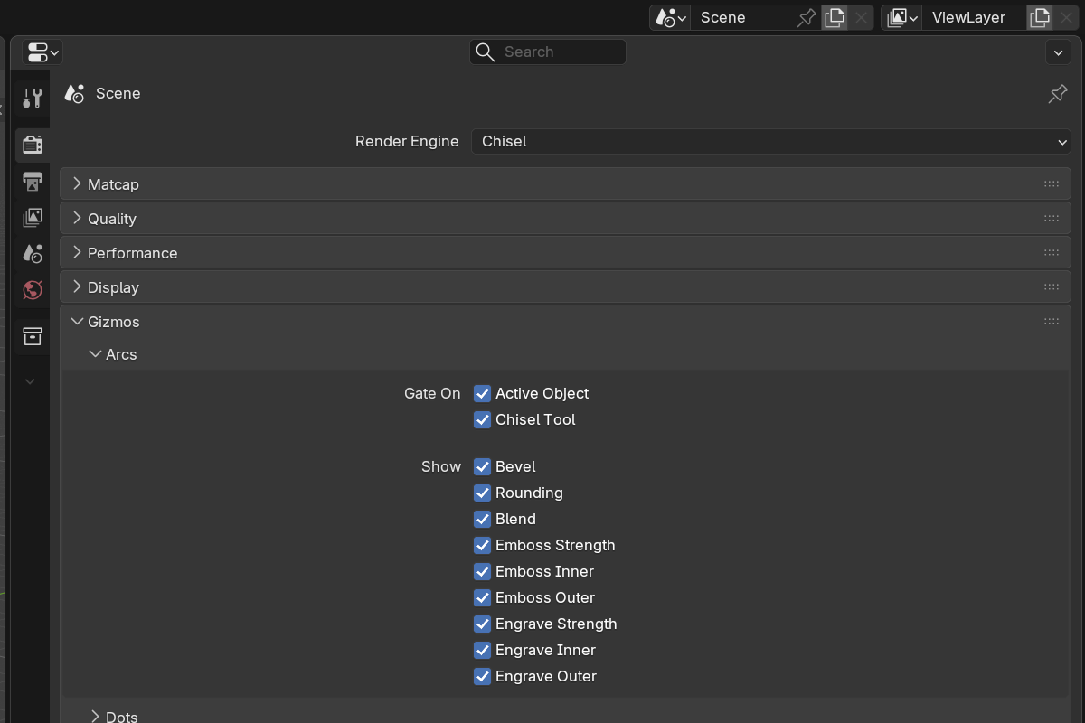 Axis gizmo settings