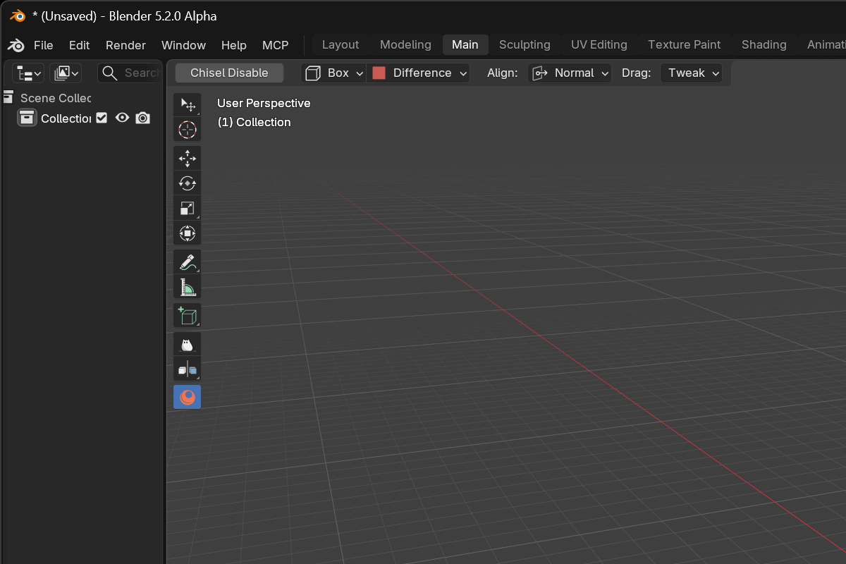 Chisel tool in toolbar